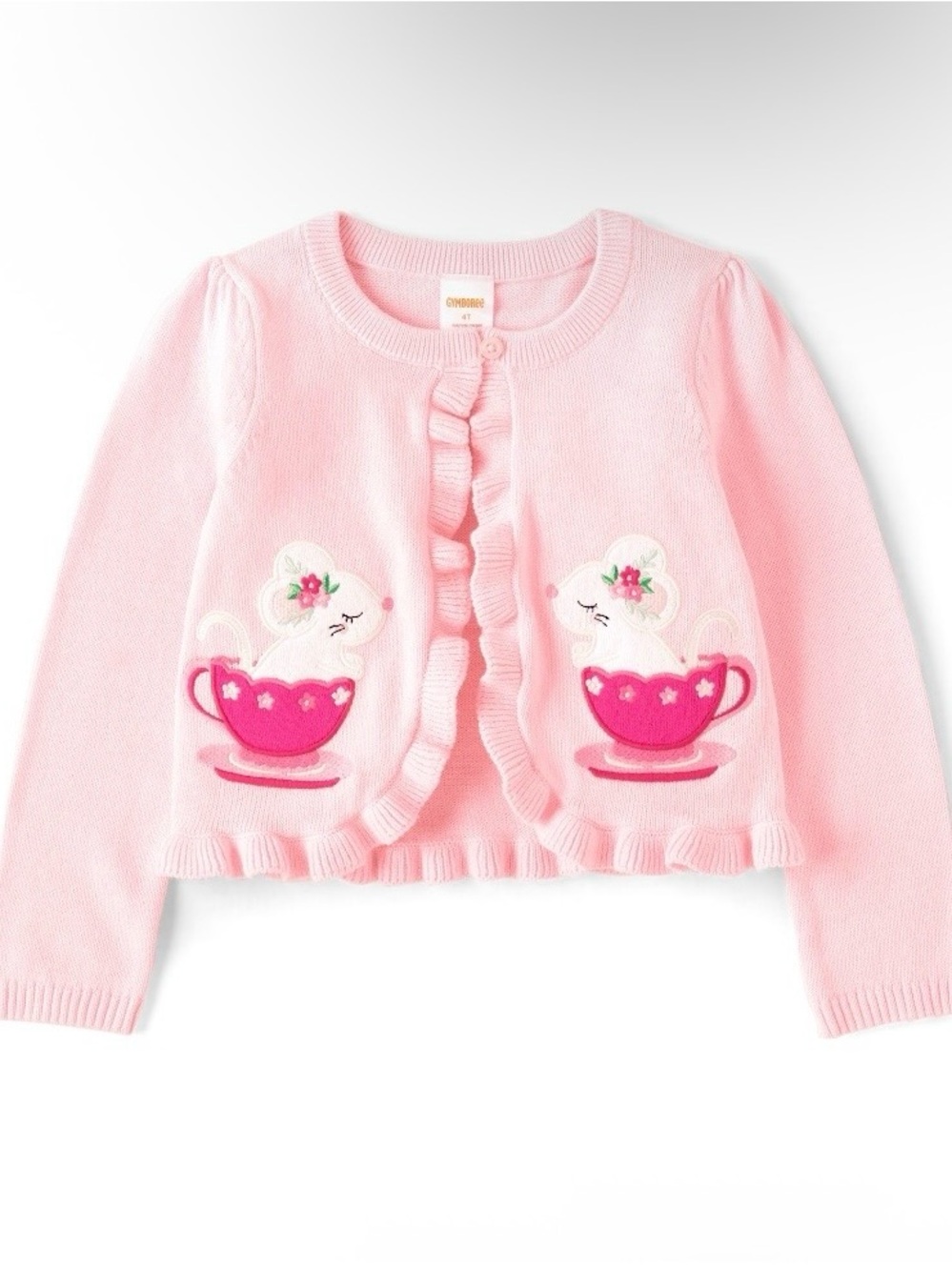 🐭Gymboree ‘Time for Tea’ Pink Ruffle Cardigan Sweater